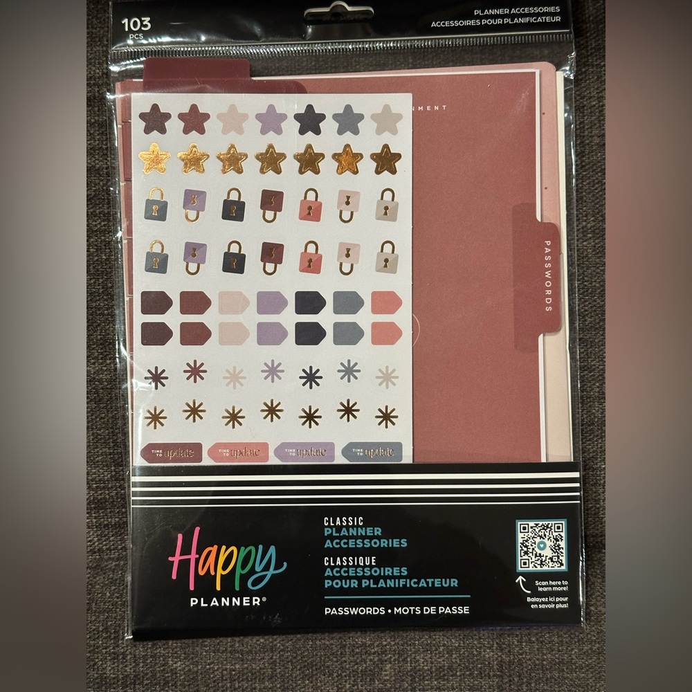 The Happy Planner Classic Rise & Align 
PASSWORDS - CLASSIC ACCESSORY PACK